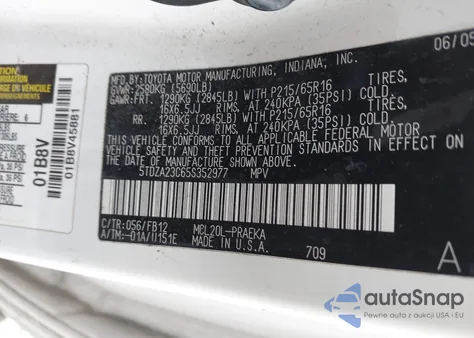 2005 Toyota Sienna Le from USA, damaged, VIN 5TDZA23C65S352977